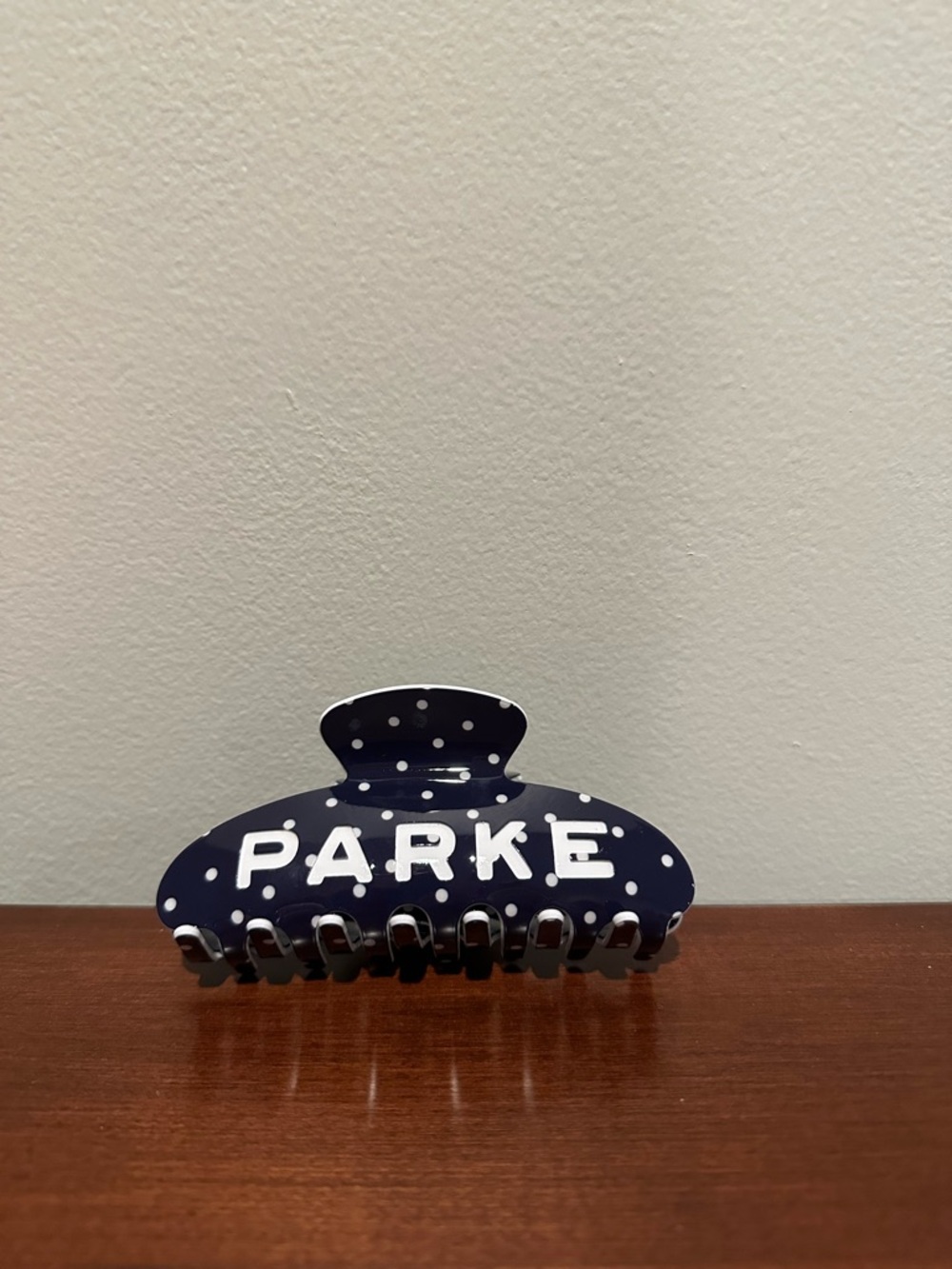 New Parke Polka Dot Hair Clip Navy Blue
